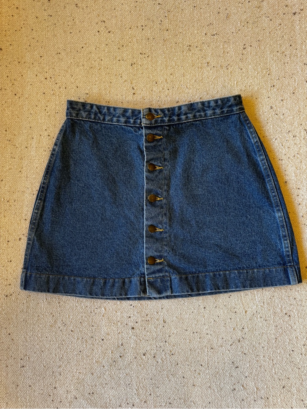American Apparel Dark Blue Button-Front Denim A-Line Skirt